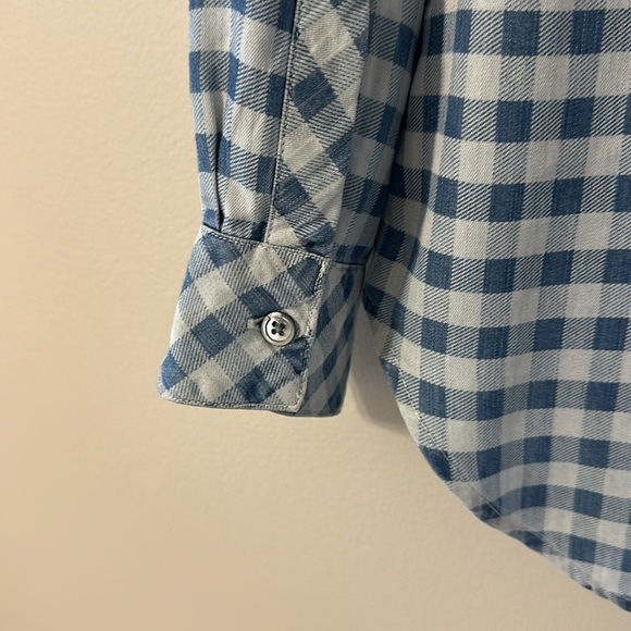Rails Womens Carter Button Down Shirt Blue Mini Check Sz Medium Coastal Cowgirl - Picture 6 of 10